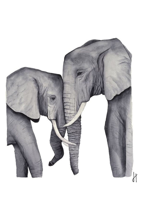 lámina decoración elefantes amor madre hijo